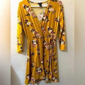 Mustard Yellow Floral Dress
